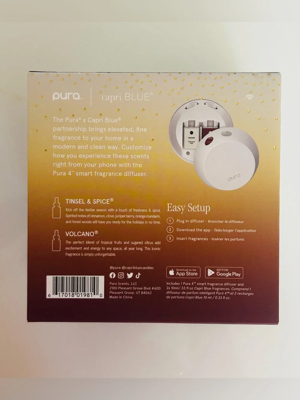 Capri Blue Volcano & Tinsel & Spice Pura 4 Smart Fragrance Diffuser & Refill Set